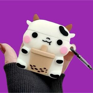 Adorable Cow Cattle Milk Tea 3D Cartoon Case for AirPods 1st & 2nd gen